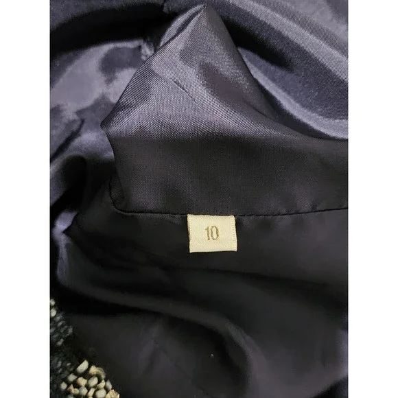 Doncaster Womens Single-Breasted Blazer Jacket Navy Blue Cotton-Silk Blend Sz 10 - Picture 8 of 9